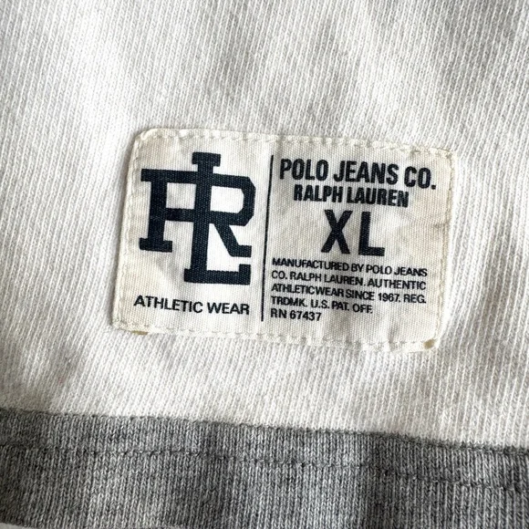Vintage 90s Polo Jeans Co. Ralph Lauren rugby Stripe Polo large 67 applique back - Picture 6 of 10